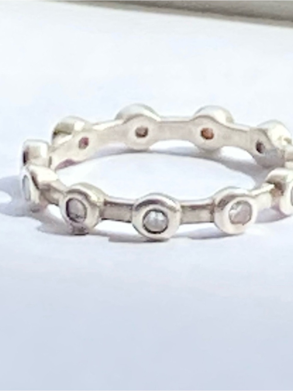 Silpada Sterling Silver Circle CZ Eternity Band  size 9 - Picture 3 of 7